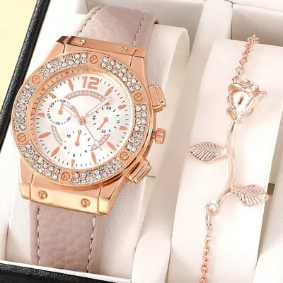 Alloy Watches Bracelet Set Rhinestone Retro Watch Quartz Wristwatches  Girl • $14.29