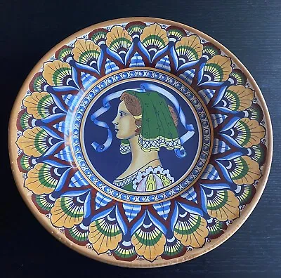 Faenza Majolica 12  Plate Renaissance Portrait Woman Peacock Feather Lezione • $32