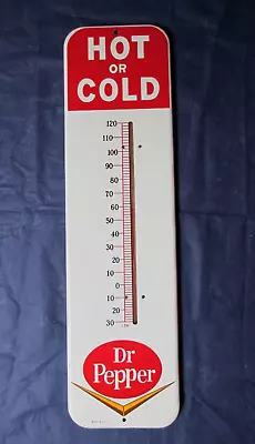 Vintage Dr PEPPER Thermometer Says  HOT OR COLD  Tin Soda Sign Non Porcelain~WOW • $282.77