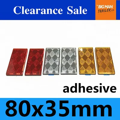 $6.50 • Buy 6 X Red Amber White Trailer Reflectors 80x35mm Self Adhesive Reflector Caravan