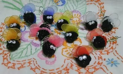 12 Vintage Nylon Chenille Bumble Bees Millinery Insects Crafts🐝 • $14.95