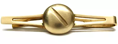 Gold Anson Tie Bar Clip With Machine Bolt Head Vintage Men Formal Wear • $16.16