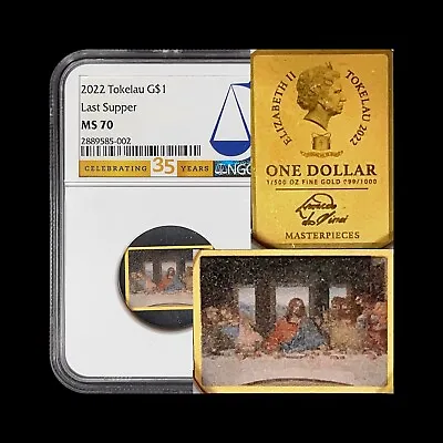 TOKELAU. 2022 Dollar Gold - NGC MS70 - Top Pop 🥇 Da Vinci Last Supper RARE • $339.99