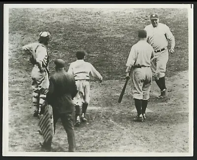 1927 Babe Ruth  Blasts Record 60th Home Run  Greeted By Lou Gehrig Photo • $299.99