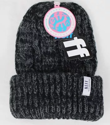 NEFF Women's Syke Acrylic Knit Reversible Beanie Black New • £25.64