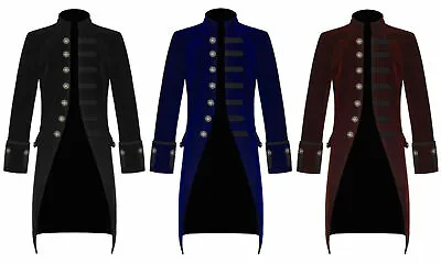 Men Velvet FROCK COAT Gothic Victorian Jacket Steampunk Pirate Vampire • $42.99