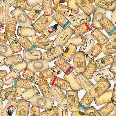 Uncork & Unwind  Corks -Robert Kaufman-BTY • $12.95