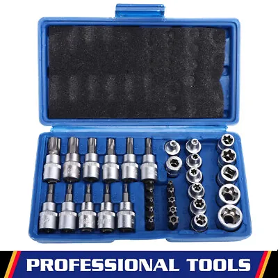 $31.59 • Buy E Torx Socket Set Female Start Bit External Hex Torque E4-E24 Case Garage Tools