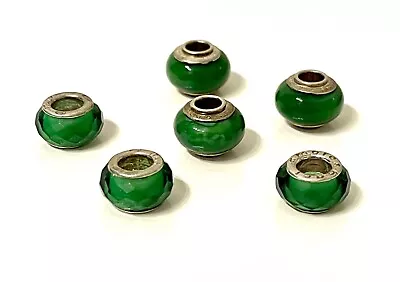 £48.60 • Buy Amore & Baci Italy 925 Sterling Silver Green Bead  Bracelet Charms 6 Pcs Set