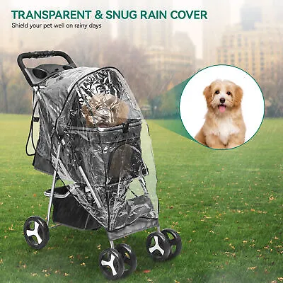 Folding Pet Stroller Cat Dog Cage 4 Wheels Stroller Travel Carrier US • $62.59