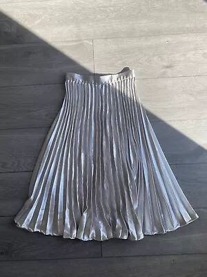 Pink Boutique Womens Pleated Skirts Size UK 6 - Silver Metallic • £14.49