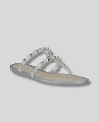 $449 Valentino Garavani Women's Silver Jelly Flat Thong Sandals Shoes IT 39 US 9 • £121.42