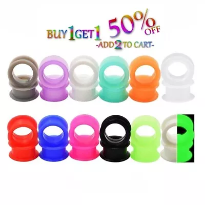 Pair 26MM-50MM SILICONE EYELET TUNNELS Double Flare Gauges Thin Large Ear 2013 • $13.35