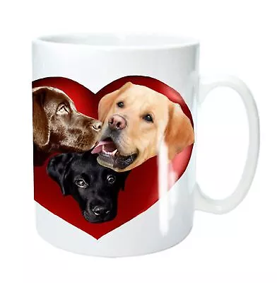 Labrador Dog Mug 3 Labrador Retrievers In A Heart Lab Xmas Gift Mothers Day Gift • £8.97