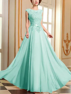 Lace/Long Formal Wedding Evening Ball Gown Party Prom Bridesmaid Dress Size 6-26 • £46.79