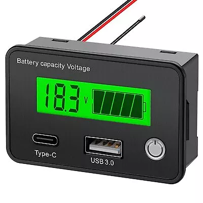 12V Voltage Battery Panel USB Digital Display Meter For Battery Car Motorcycle • $11.49