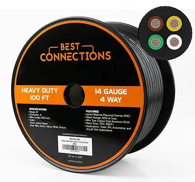 BEST CONNECTIONS 14 Gauge 4 Way Trailer Wire Durable Weatherproof Color-Coded • $28.95