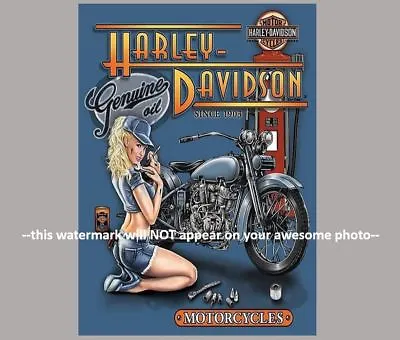 Vintage Harley Davidson Motorcycle PHOTO Advertisement Pinup Girl 1903 Oil  • $5.68