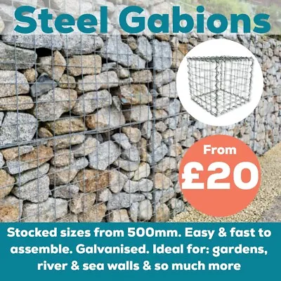 Gabion Baskets Galvanised Wire Baskets For Retaining Walls & More • £20