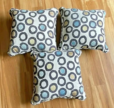 Set Of 3 Oversized Throw Pillows Abstract Circle Gray Blue Cream 20  X 20  MCM • $37.95