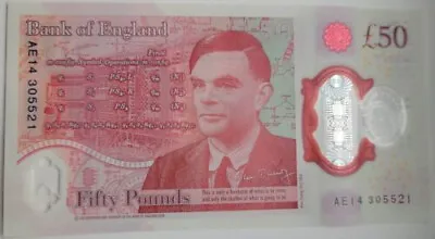 New Polymer UNC Plastic £50 Fifty Pound Bank Of England Note - MINT CONDITION • £74