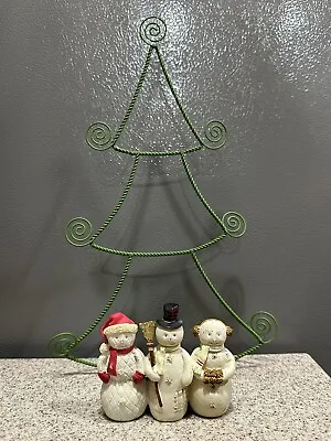 Vintage Hallmark 3 Snowmen 12” Card Holder Photo Display Christmas Tree Metal • $13