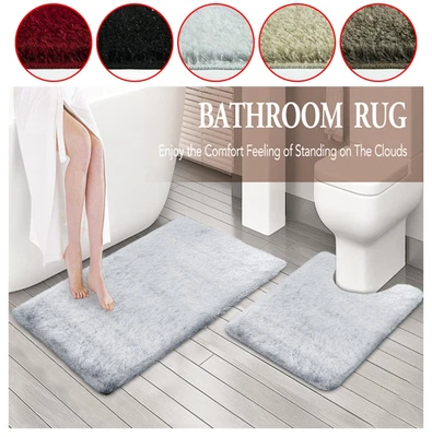 £22.99 • Buy 2 Piece Bath Mat Set Non Slip Bathroom Rugs Water Absorbent Toilet Pedestal Mat