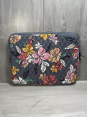 Vera Bradley Laptop Sleeve Gray Floral Full Zip Quilted Case 14x11 • $15.99