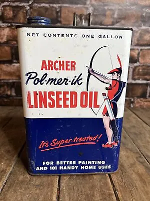 $19.99 • Buy Vintage 1950 ARCHER Polmerik Linseed OIL 1 Gallon Linseed Oil Can - Minnesota