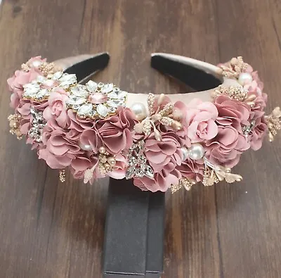 $69 • Buy Dusty Pink Fascinator Headband Rhinestones Weddings Races Melbourne Cup