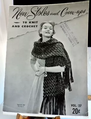 New Stoles Cover-ups 1952 Vintage V27 Knitting Crochet Book  33 • $3.99