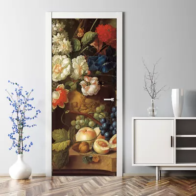 Colourful Bouquet Vintage Bubble Free Door Sticker Painting Floral Wall  Flowers • $66.95