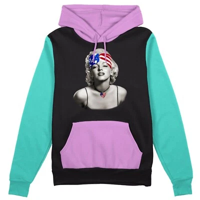 $31.99 • Buy Mens Marilyn Monroe US Flag Bandana F106 Black Color Block Hoodie America July 4