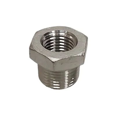 3/8  Male NPT To 1/4  Female NPT Hex Reducing Bushing Stainless Steel 304 • $9.95