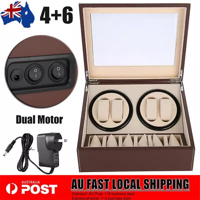 4+6 Slot Watch Winder Luxury Automatic Dual Motor Display Box PU Storage Case AU • $69.99