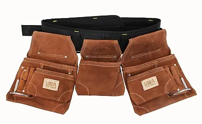 Suede Leather Tool Apron Carpenter Rig Movable Waist Pouch With Heavy Duty Belt. • $37.86