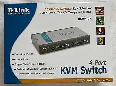 Nos D-link 4-port Kvm Switch (dkvm-4k) • $44.99