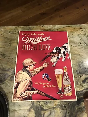 RARE ORIGINAL 1985 Miller High Life Hunting Dog Poster 18 X 24. Nice! • $55