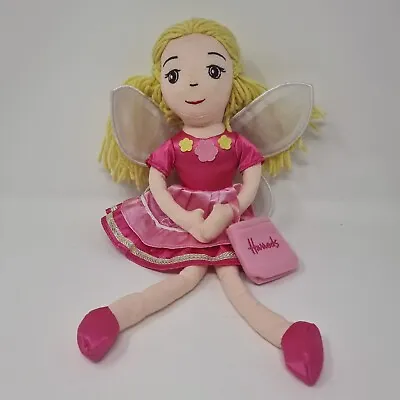 Pre Loved Harrods Girl Pink Fairy Plush Soft Toy Plush Sitting Hight 8  / 20 Cm • £10.79