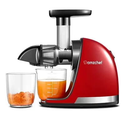 Amzchef Slow Juicer Cold Press Masticating Juicer Machine Only FAULTY  Red • £14.95
