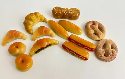 Vtg 13 Pc 3D Food Fridge Magnets Bakery Bread Hot Dog Roll Pretzel Croissant • $11.50