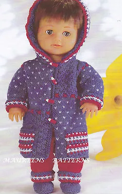 £1.99 • Buy Knitting Pattern Dolls Clothes Hooded Duffle Coat Pants Shoes 12- 22  Tiny Tears