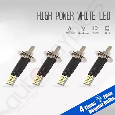 4x White H1 LED Headlight High Low Beam Light 24SMD Bulbs Vehicle Lamp 60W • $8.96