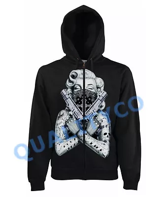 $21.99 • Buy New Marilyn Monroe Bandana Pistols Zipper Hoodie Dope Cali Gun Tattoo Sweatshirt