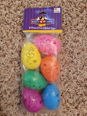 Vintage New Mickey Mouse 6 Stencil Cut Plastic Easter Eggs • $14.99