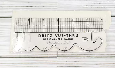 Vintage Dritz Dressmakers Gauge Vu-Thru Scallops Buttonhole Hems No. 641 Plastic • $6.95