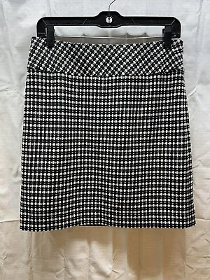 Ann Taylor Loft Black & White Patterned Pencil Straight Skirt Size 4 Mod • $7.49