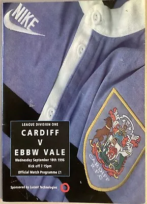 1996 CARDIFF V EBBW VALE Programme • £1.25