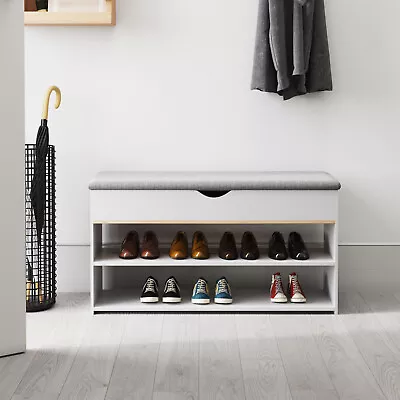 3 Tiers Shoe Bench Shoes Storage Rack Cabinet Padded Seat Hallway Storage Stool  • £39.95