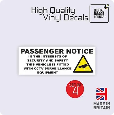 £2.80 • Buy 4 X Taxi Minicab - Private Hire Passenger Notice Warning Stickers CCTV Fitted  